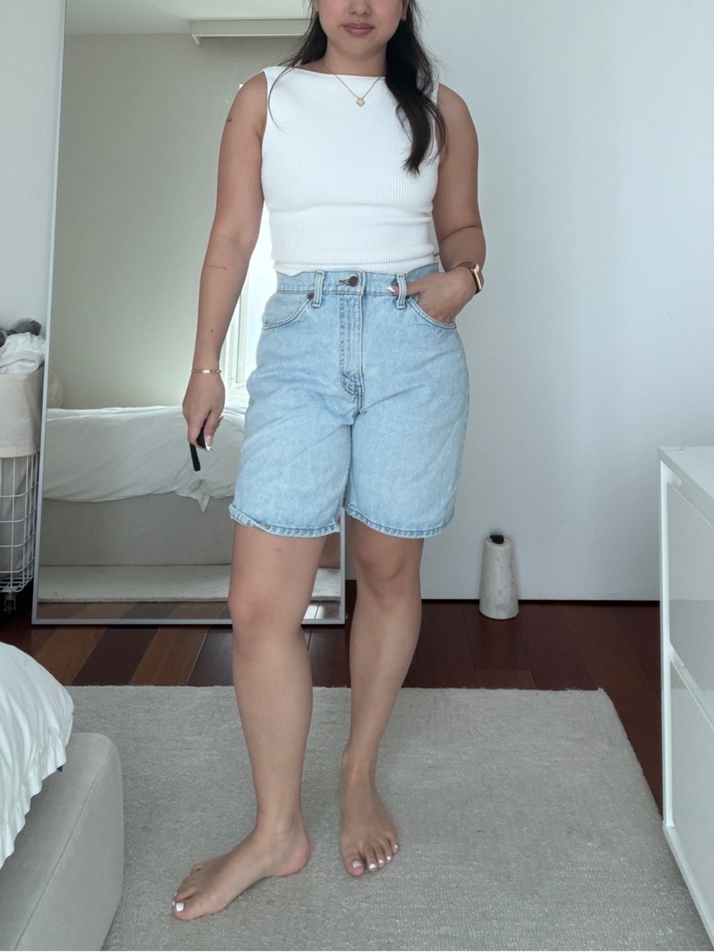 Vintage Levi’s High-Rise Light Wash Denim Shorts - Blue